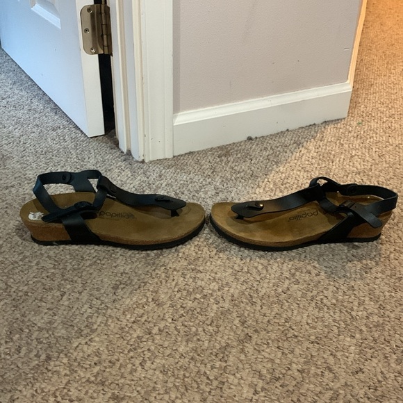 Birkenstock black Papillio Gizeh Solely wedge sandal shoes sz 9 - Picture 2 of 7